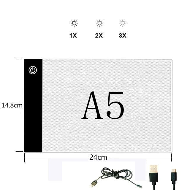 5DDpaints.com arts and crafts kit A4 A4 LED Light Pad for Diamond Painting – Ultra-Thin, Dimmable 3-Level Brightness