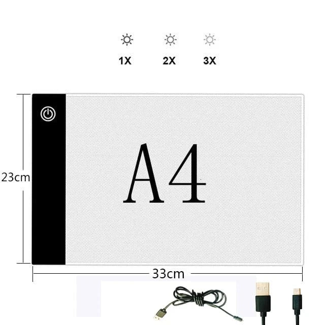 5DDpaints.com arts and crafts kit A4 A4 LED Light Pad for Diamond Painting – Ultra-Thin, Dimmable 3-Level Brightness