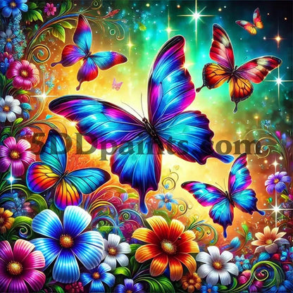 5DDPaints.com arts and crafts kit AB Drills - Butterfly Bloom Diamond Painting Kit
