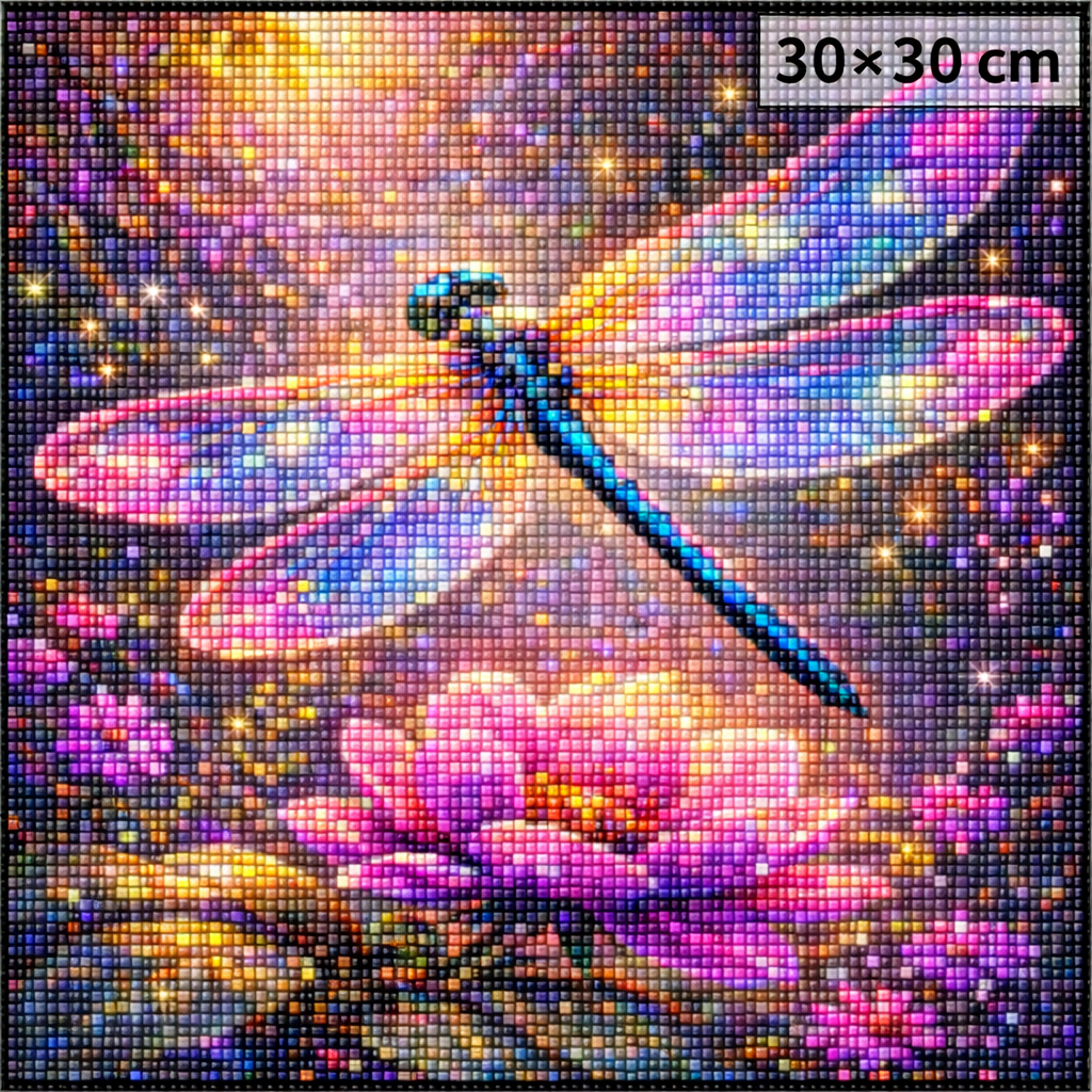 5DDPaints.com arts and crafts kit (AB Drills) Celestial Dragonfly Over Blooming Lotus – Diamond Painting Kit