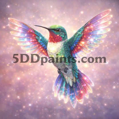 5DDPaints.com arts and crafts kit (AB Drills) Celestial Hummingbird Diamond Painting Kit