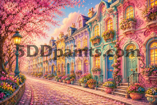 5DDPaints.com Art & Craft Kits AB Drills - Cherry Blossom Lane 5D Diamond Painting Kit (80x120cm)