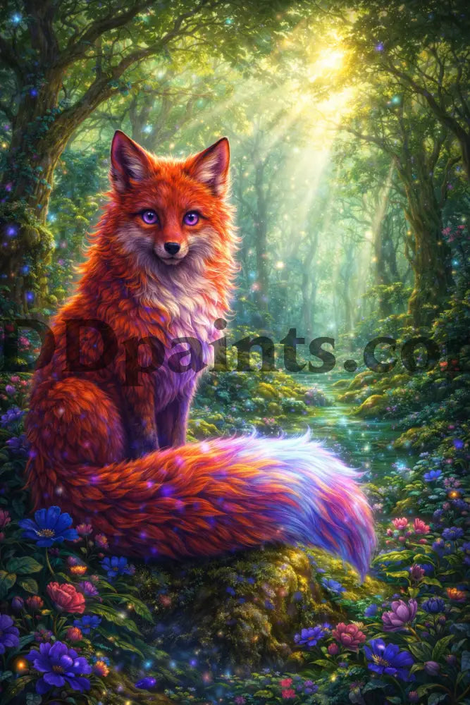 5DDPaints.com home decor AB Drills Enchanted Forest Fox Diamond Painting Kit