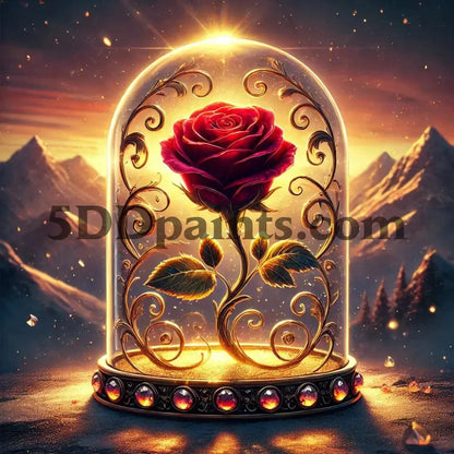 5DDPaints.com arts and crafts kit AB Drills - Enchanted Rose Diamond Painting Kit