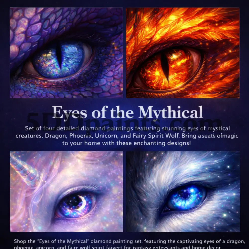 5DDPaints.com Art & Craft Kits (AB Drills) Eyes of the Mythical – Fantasy Creature Eye Diamond Painting Collection