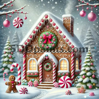 5DDPaints.com arts and crafts kit AB Drills - Gingerbread Wishes Diamond Painting Kit