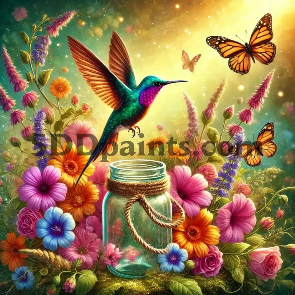 5DDPaints.com arts and crafts kit AB Drills - Hummingbird Bliss Diamond Painting Kit