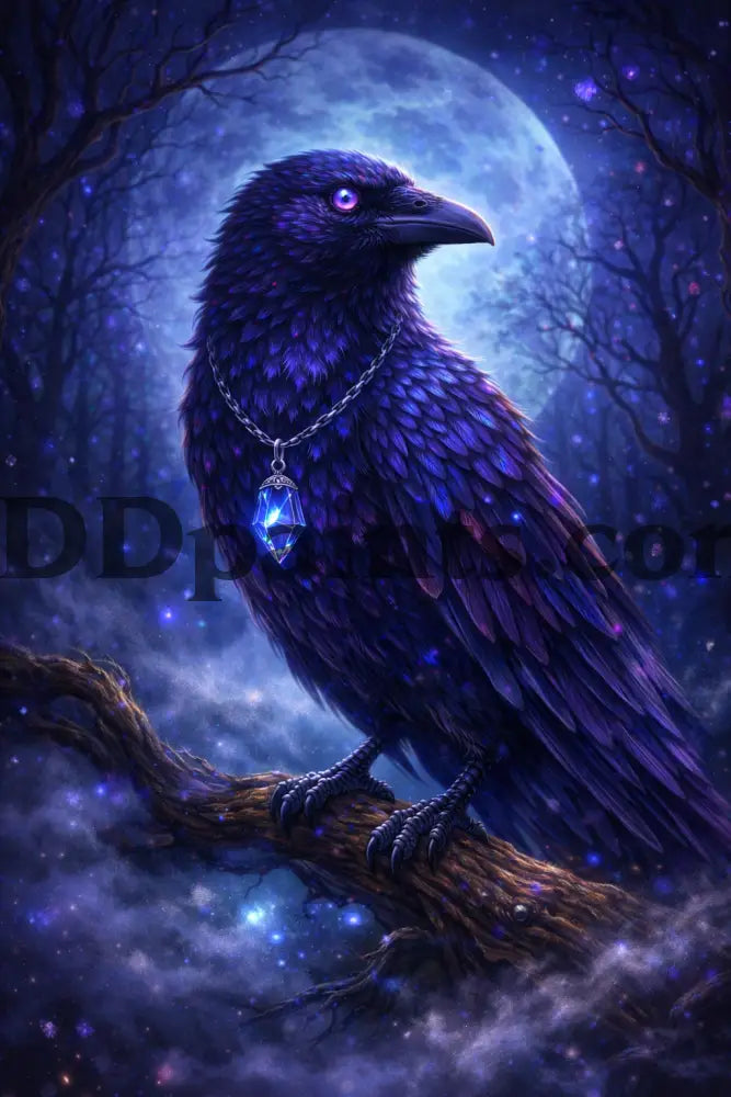 5DDPaints.com home decor AB Drills Mystic Raven Under Moonlight Diamond Painting Kit