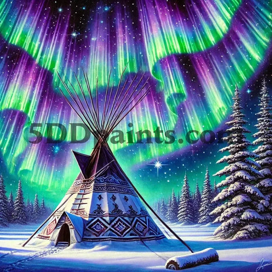 5DDPaints.com arts and crafts kit AB Drills - Northern Lights Serenity Diamond Painting Kit