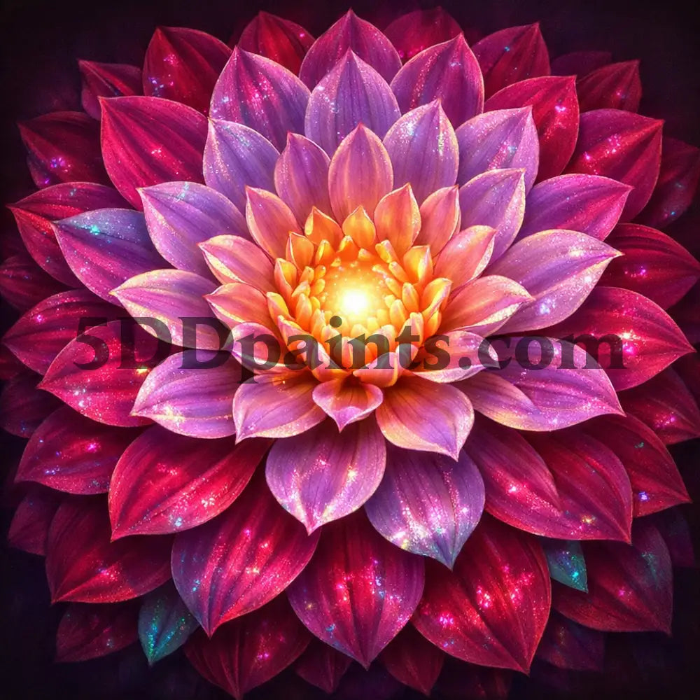 5DDPaints.com arts and crafts kit (AB Drills) Radiant Bloom Diamond Painting Kit