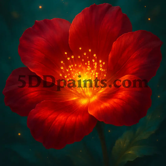 5DDPaints.com home decor (AB Drills) Radiant Scarlet Bloom Diamond Painting Kit
