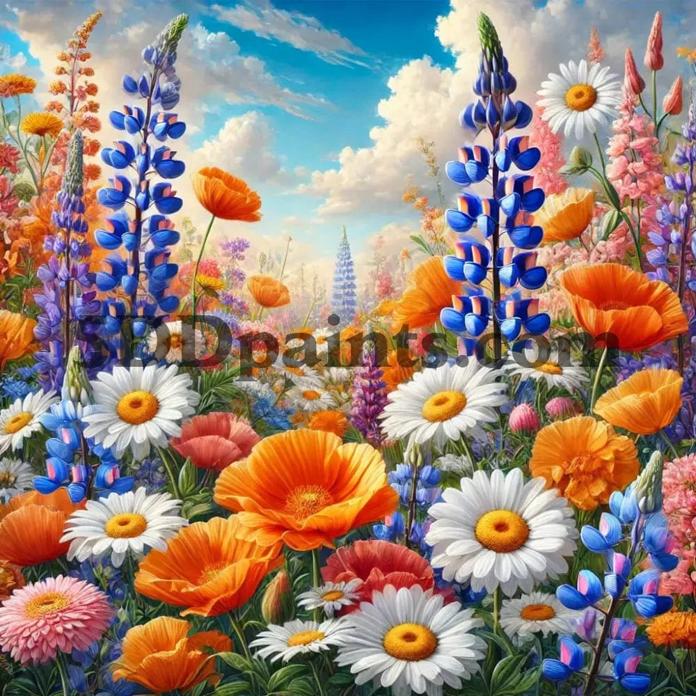 5DDPaints.com arts and crafts kit AB Drills - Wildflower Symphony Diamond Painting Kit