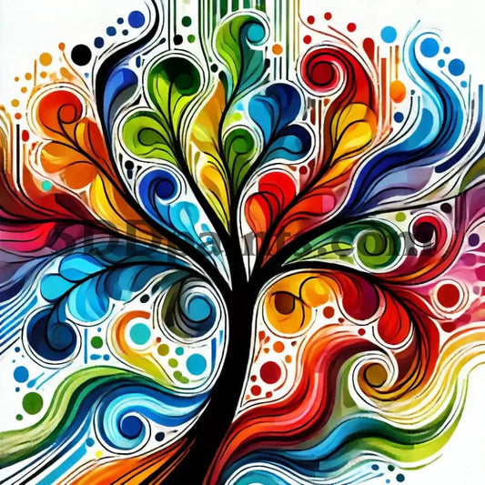 5DDPaints.com Art & Craft Kits Abstract Colorful Tree -  Beginner's Diamond Painting Kit