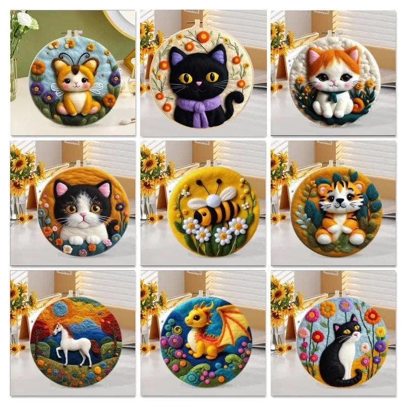 5DDpaints.com arts and crafts kit Adorable Animals & Fantasy Creatures Wool Needle Felting Kits – Whimsical Collection