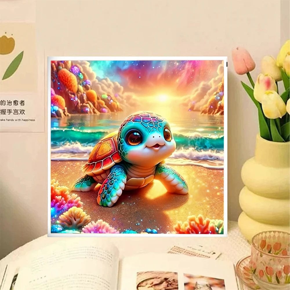 5DDpaints.com arts and crafts kit Adorable Baby Sea Turtle Diamond Painting Kit