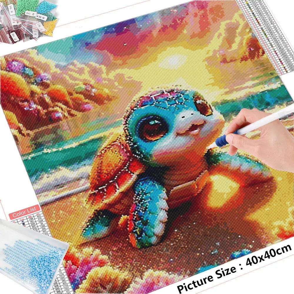 5DDpaints.com arts and crafts kit Adorable Baby Sea Turtle Diamond Painting Kit