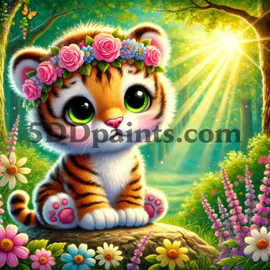 5DDPaints.com arts and crafts kit Adorable Baby Tiger Cub Diamond Painting Kit