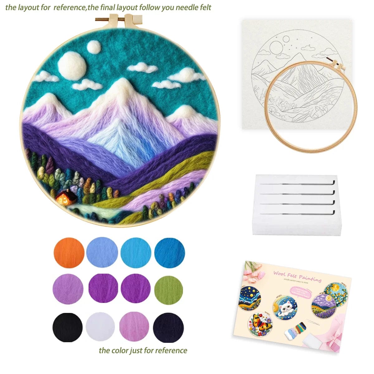 5DDpaints.com arts and crafts kit Adventure & Night Sky Wool Needle Felting Kits – Landscape Collection