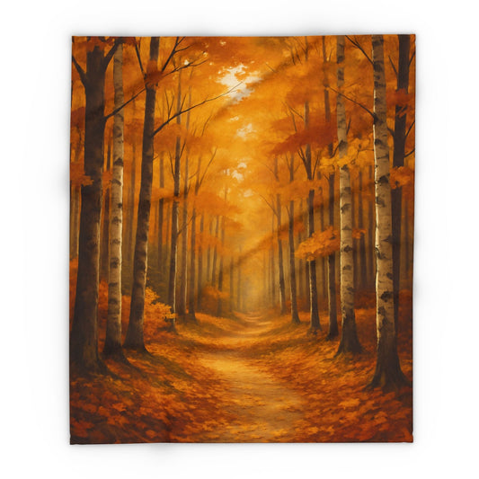 Printify Home Decor 50" × 60" Autumn Forest Arctic Fleece Blanket - Cozy Fall Decor