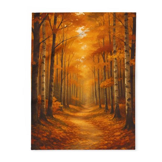 Printify Home Decor 30'' × 40'' Autumn Forest Arctic Fleece Blanket - Cozy Fall Decor
