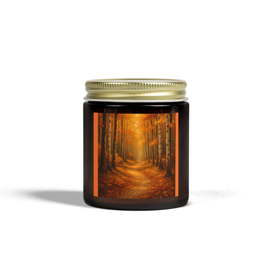 Printify Home Decor 4oz / Amber / Unscented Autumn Forest Scented Candles, Cozy Home Decor, Relaxing Gift, Aromatherapy, Fall Candle