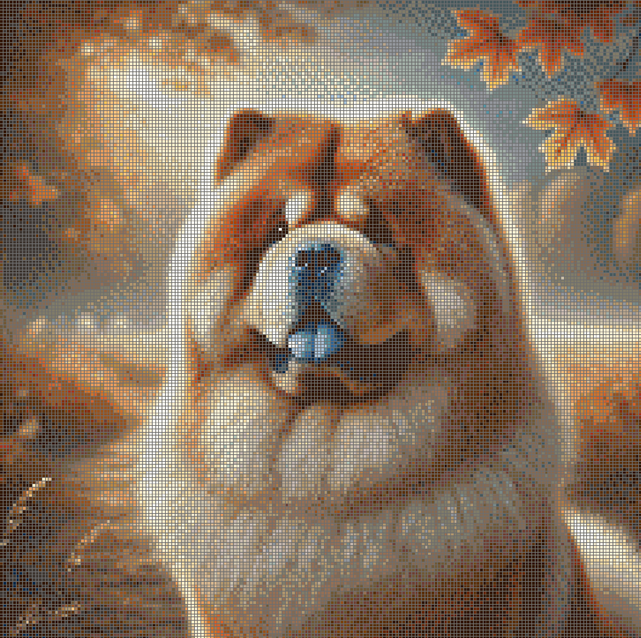 5DDPaints.com arts and crafts kit Autumn Glow Chow Chow Diamond Painting Kit