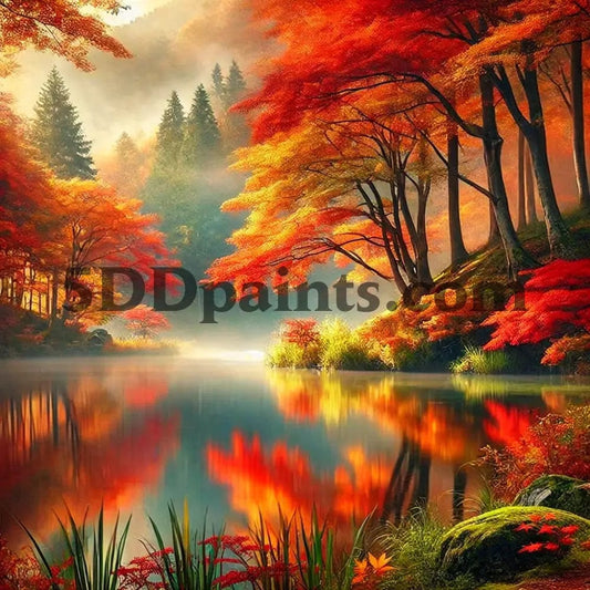 5DDPaints.com arts and crafts kit Autumn Reflections Diamond Painting Kit