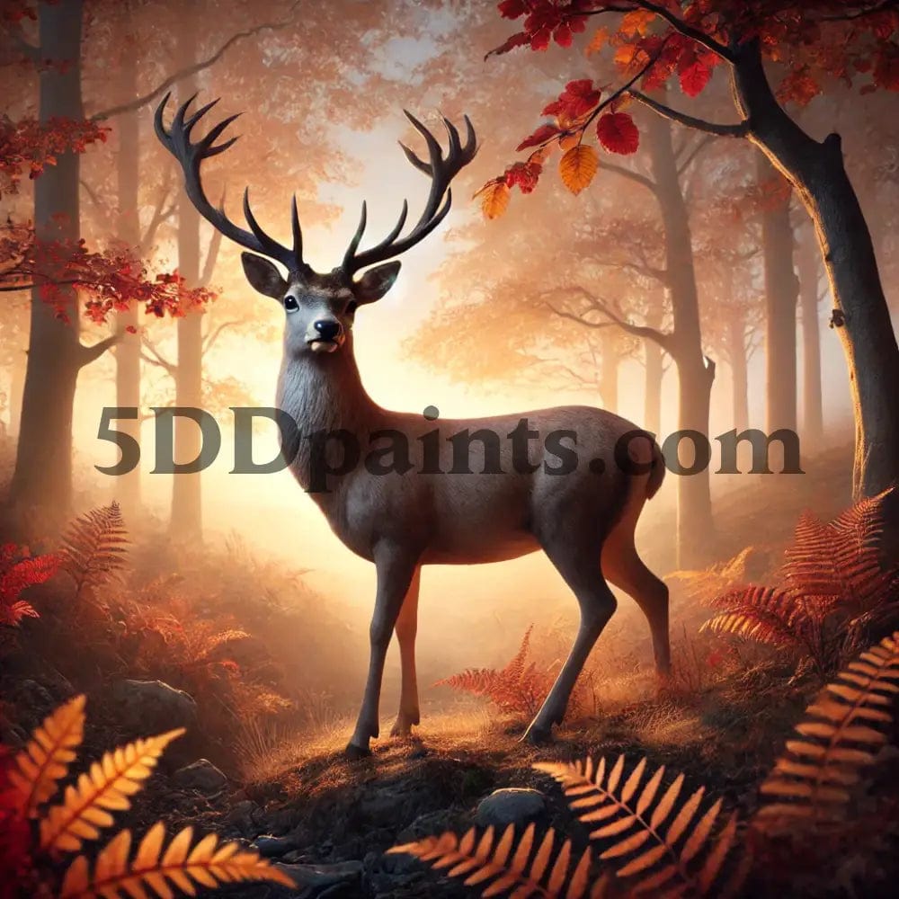 5DDPaints.com arts and crafts kit Autumn Serenity Deer Diamond Painting Kit