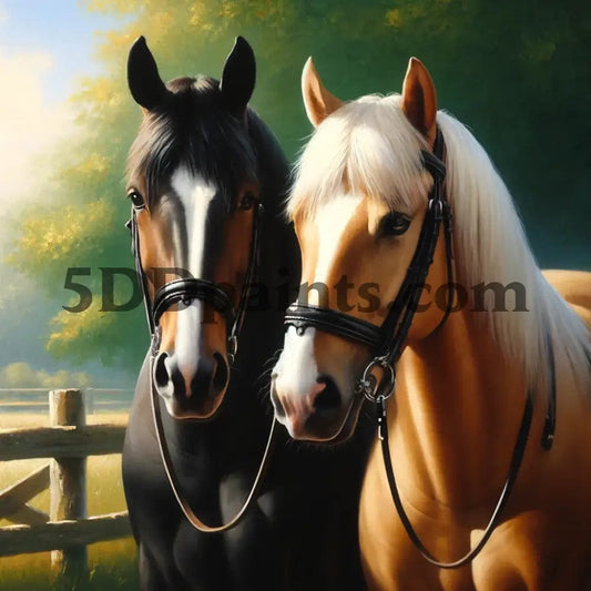 5DDPaints.com arts and crafts kit Beautiful Horses in Countryside Diamond Painting Kit