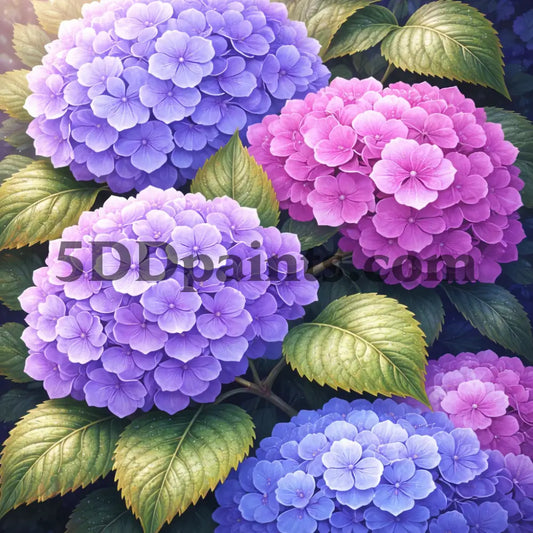 5DDPaints.com arts and crafts kit Blooming Hydrangea Garden Diamond Painting Kit – Serene Floral Elegance
