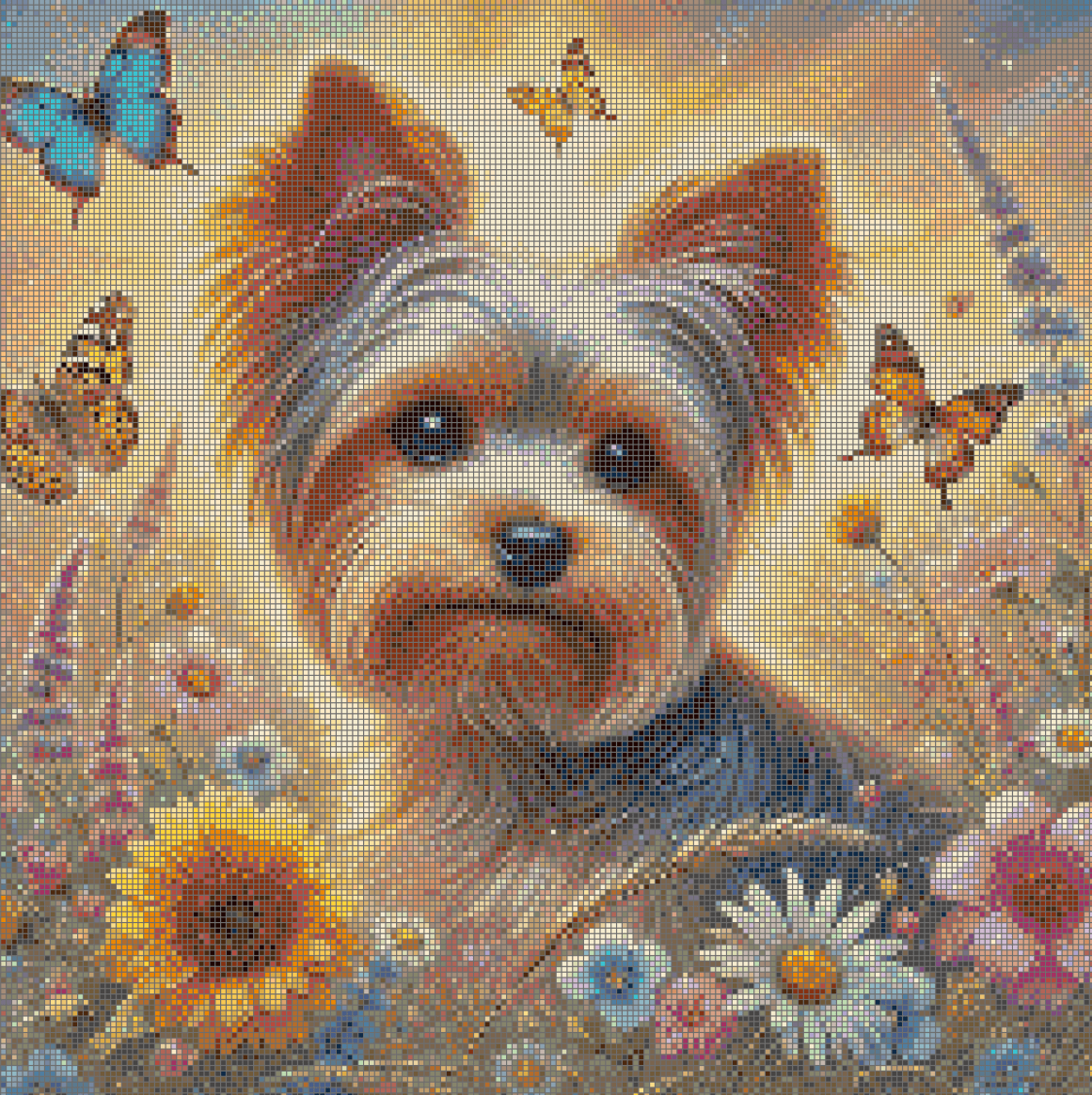 5DDPaints.com arts and crafts kit Butterfly Bliss Yorkshire Terrier Diamond Painting Kit