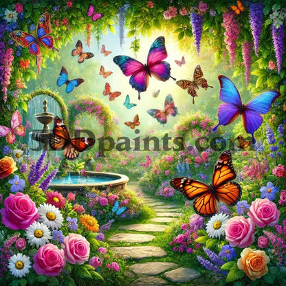 5DDPaints.com arts and crafts kit Butterfly Garden Bliss 5D Diamond Painting Kit