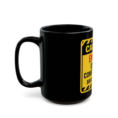 Printify Mug Caution: Empire Under Construction Black Mug — 'Brick by Brick' Novelty Coffee Cup