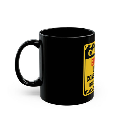 Printify Mug Caution: Empire Under Construction Black Mug — 'Brick by Brick' Novelty Coffee Cup