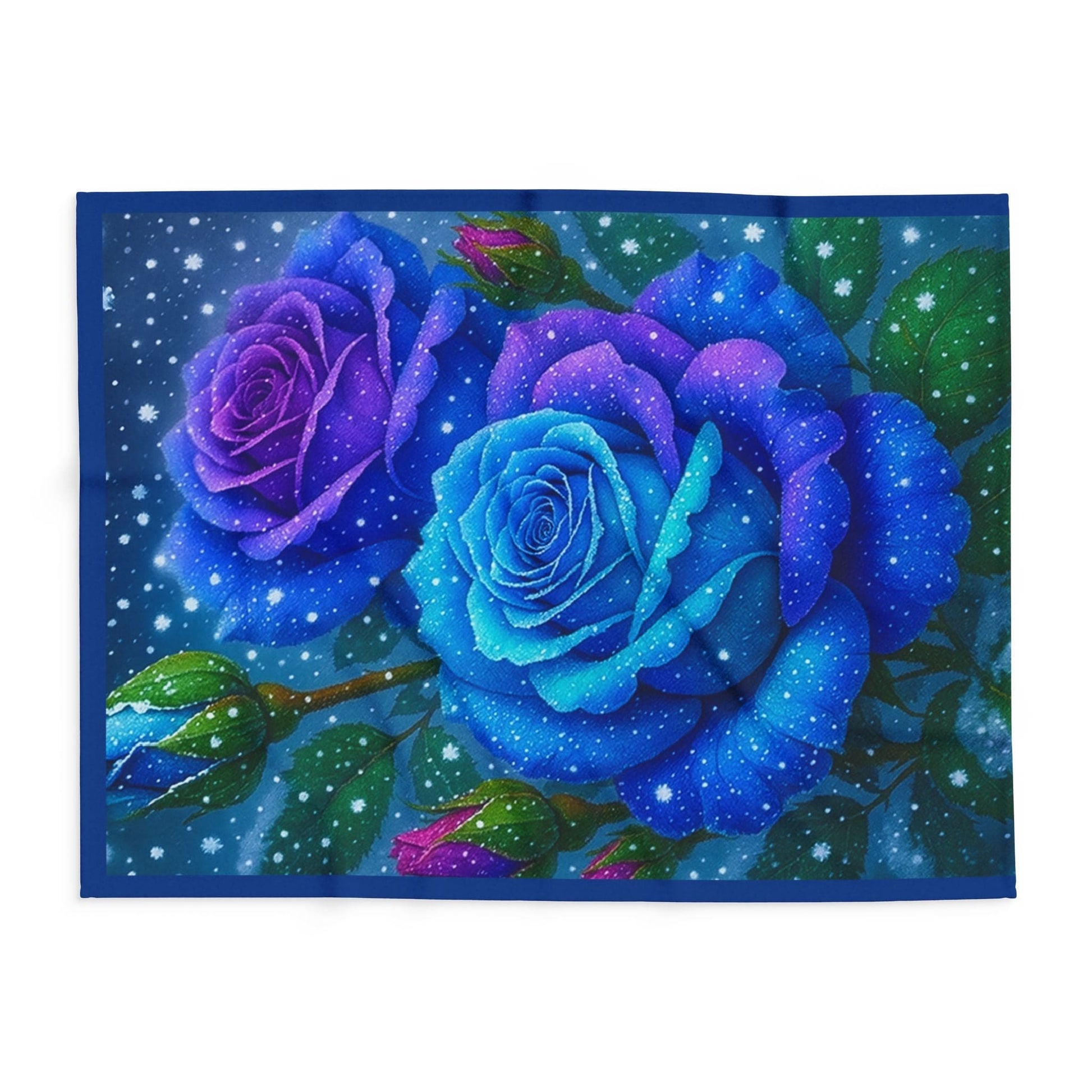 Printify Home Decor 60" × 80" Celestial Bloom 60x80 Fleece Blanket – Blue & Purple Rose Dream - Arctic Fleece Blanket