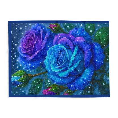 Printify Home Decor 60" × 80" Celestial Bloom 60x80 Fleece Blanket – Blue & Purple Rose Dream - Arctic Fleece Blanket