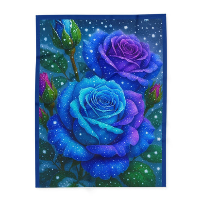 Printify Home Decor 60" × 80" Celestial Bloom 60x80 Fleece Blanket – Blue & Purple Rose Dream - Arctic Fleece Blanket