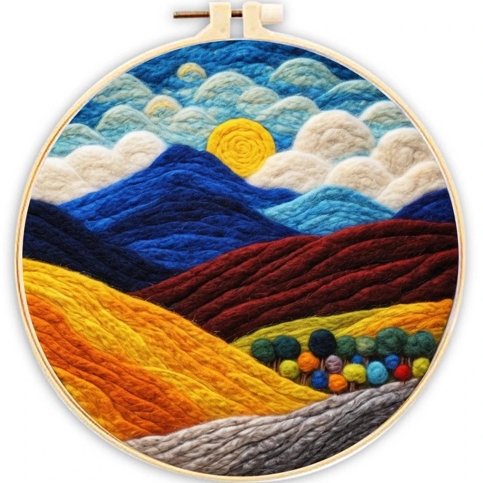 5DDpaints.com arts and crafts kit MZH-201-2020-XP / 20cm*20cm Celestial Dreamscapes Wool Needle Felting Kit