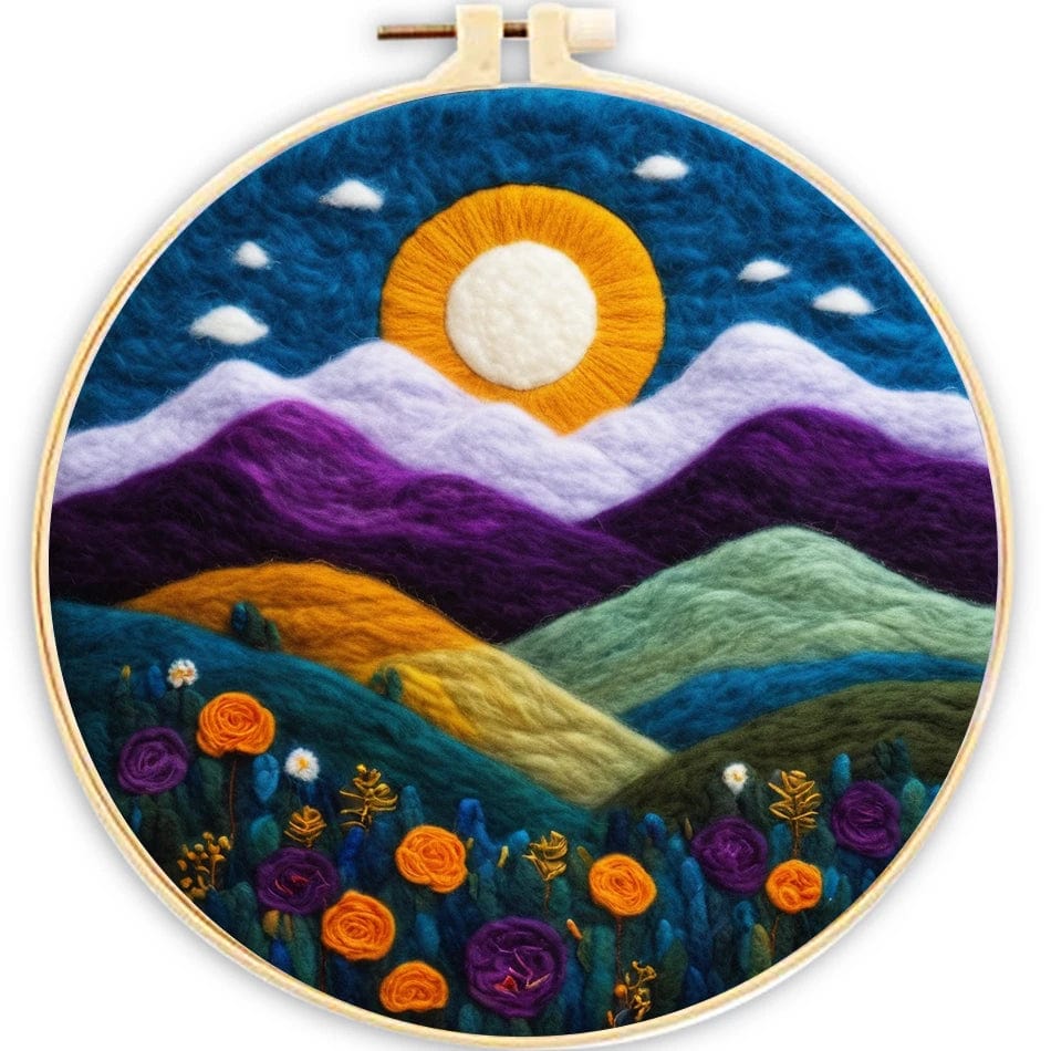 5DDpaints.com arts and crafts kit MZH-202-2020-XP / 20cm*20cm Celestial Dreamscapes Wool Needle Felting Kit