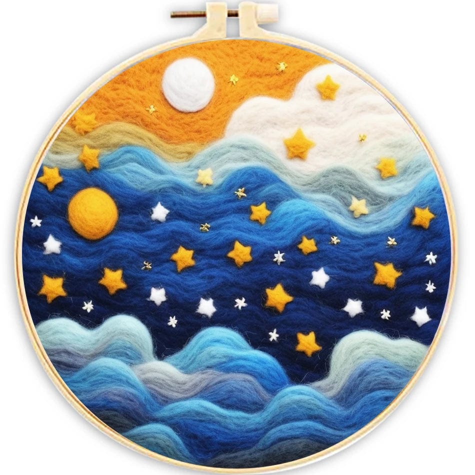 5DDpaints.com arts and crafts kit MZH-106-2020-XP / 20cm*20cm Celestial Dreamscapes Wool Needle Felting Kit