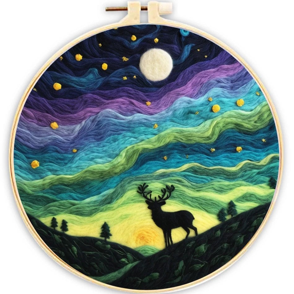 5DDpaints.com arts and crafts kit MZH-71-2020-XP / 20cm*20cm Celestial Dreamscapes Wool Needle Felting Kit