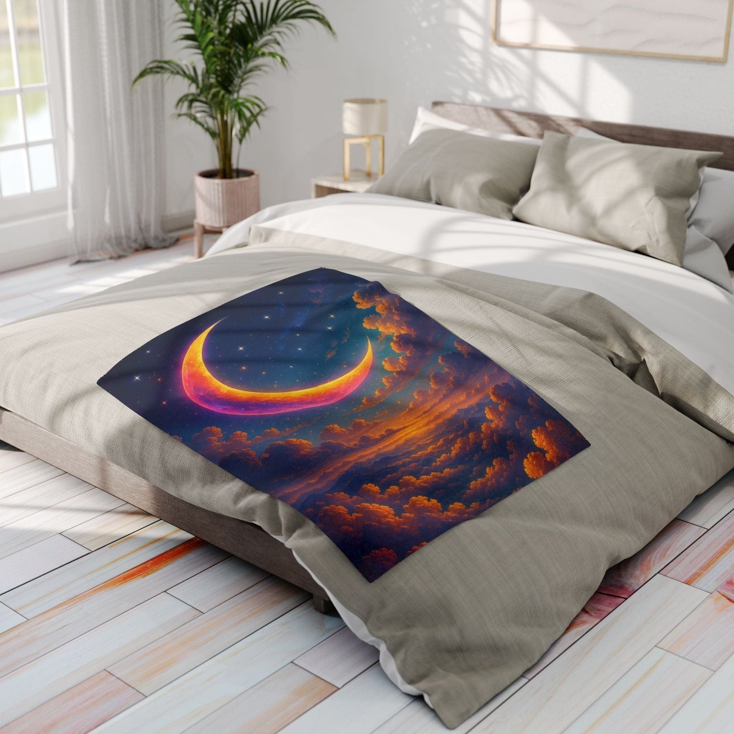 Printify Home Decor Celestial Moon Arctic Fleece Blanket