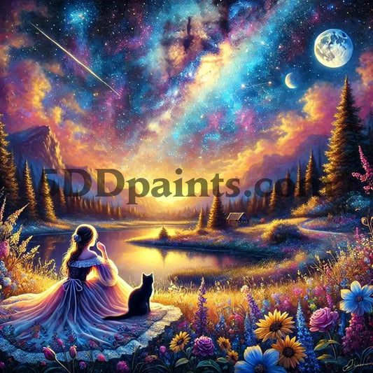 5DDPaints.com arts and crafts kit Celestial Serenity – Starlit Lake Diamond Painting Kit