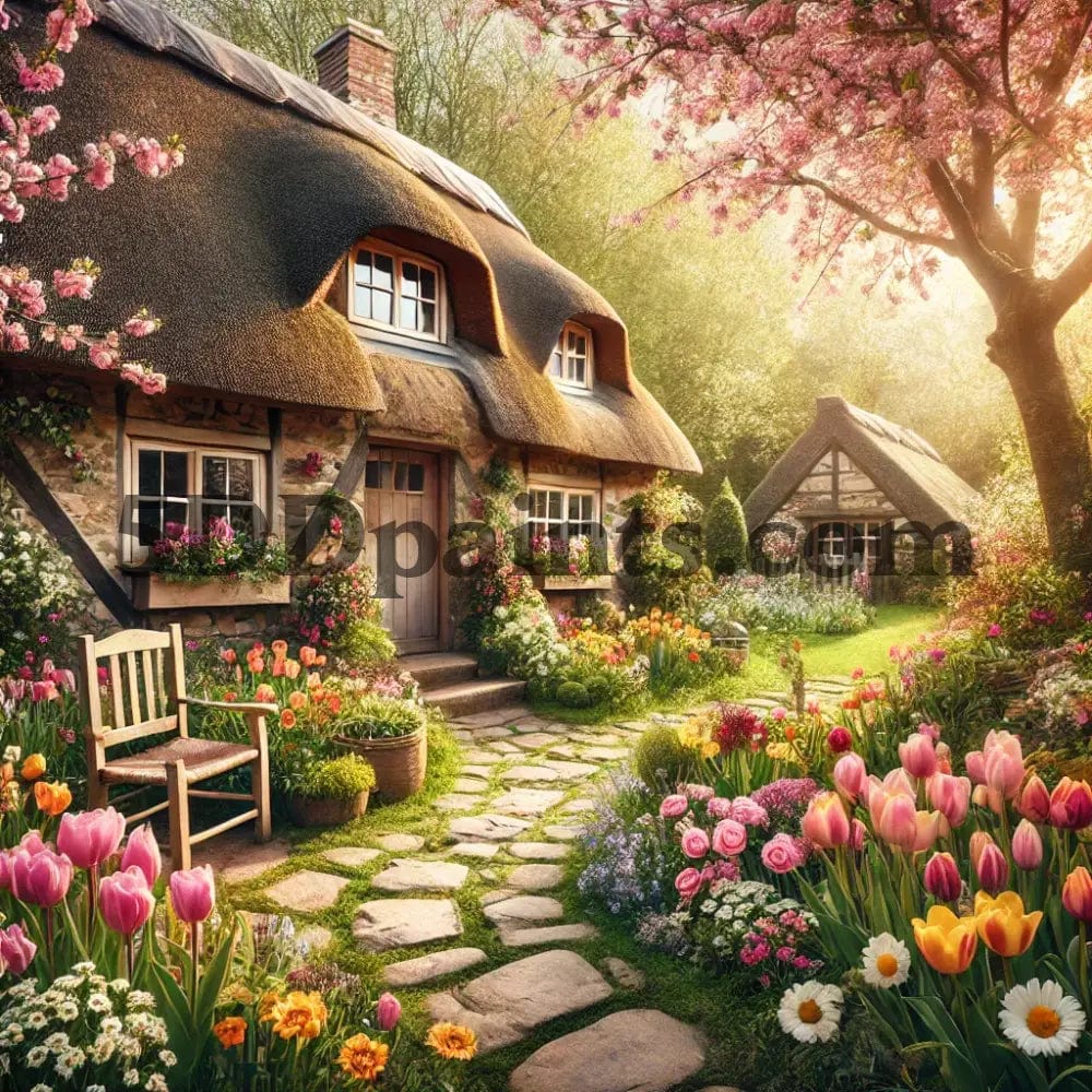 5DDPaints.com arts and crafts kit Charming Countryside Cottage 5D Diamond Painting Kit