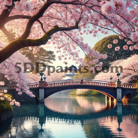 5DDPaints.com arts and crafts kit Cherry Blossom Serenity - 5D Diamond Painting Kit