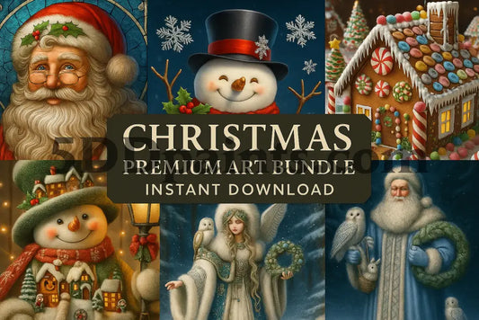 5DDPaints.com Christmas Premium Art Bundle – 6 High-Res PNGs | Instant Download Holiday Clipart