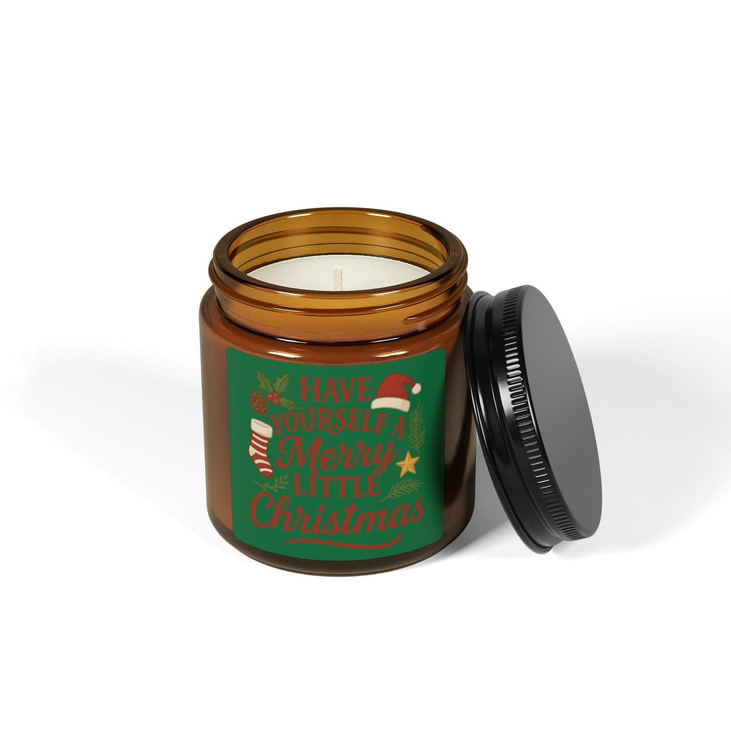Printify Home Decor Christmas Soy Candle - "Have Yourself a Merry Little Christmas" Amber Jar