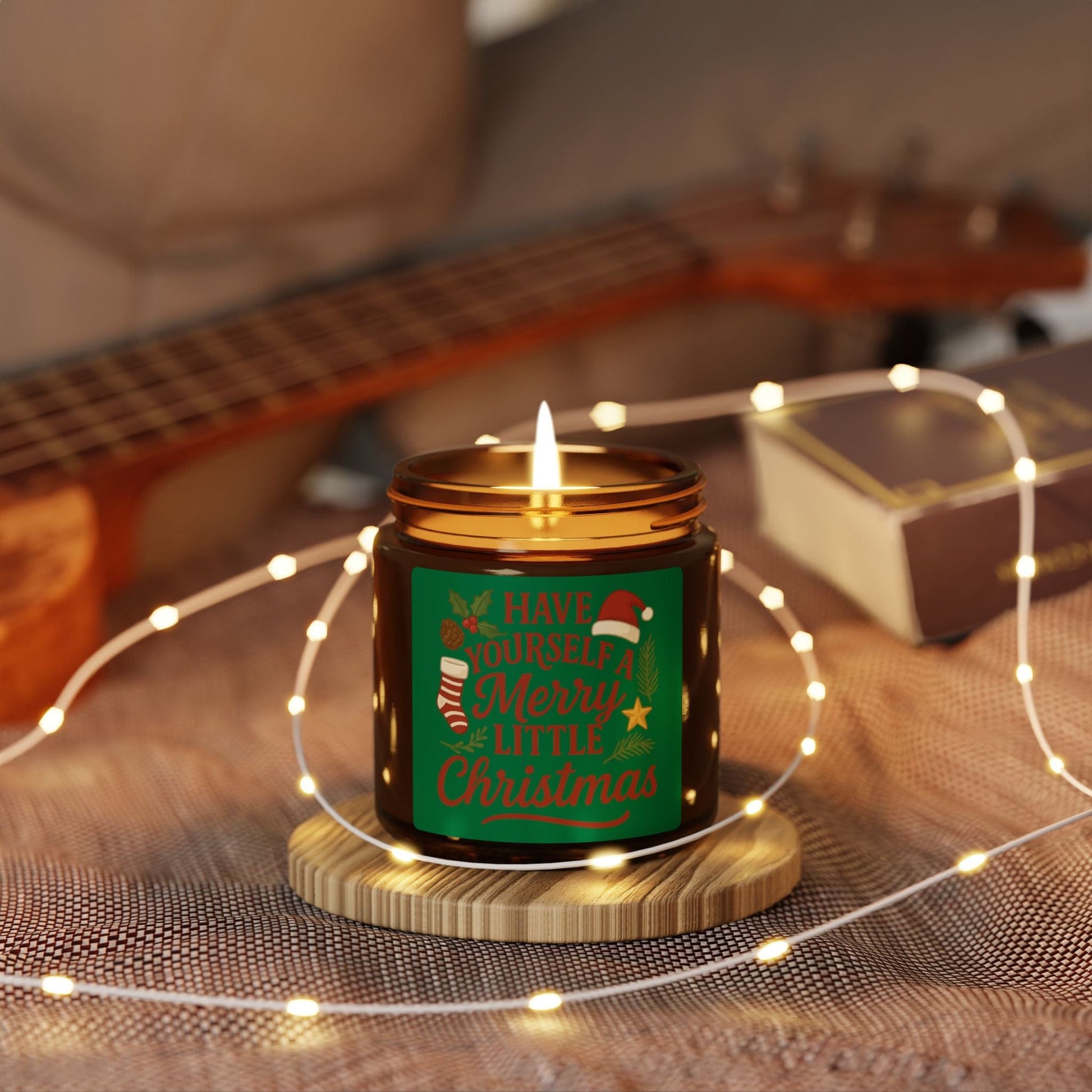 Printify Home Decor Christmas Soy Candle - "Have Yourself a Merry Little Christmas" Amber Jar