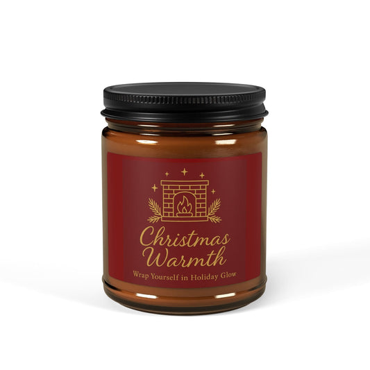 Printify Home Decor 9oz / Amber / Christmas Warmth Christmas Warmth Scented Soy Candle - Cozy Holiday Ambiance in Amber Jar