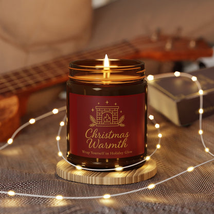 Printify Home Decor Christmas Warmth Scented Soy Candle - Cozy Holiday Ambiance in Amber Jar